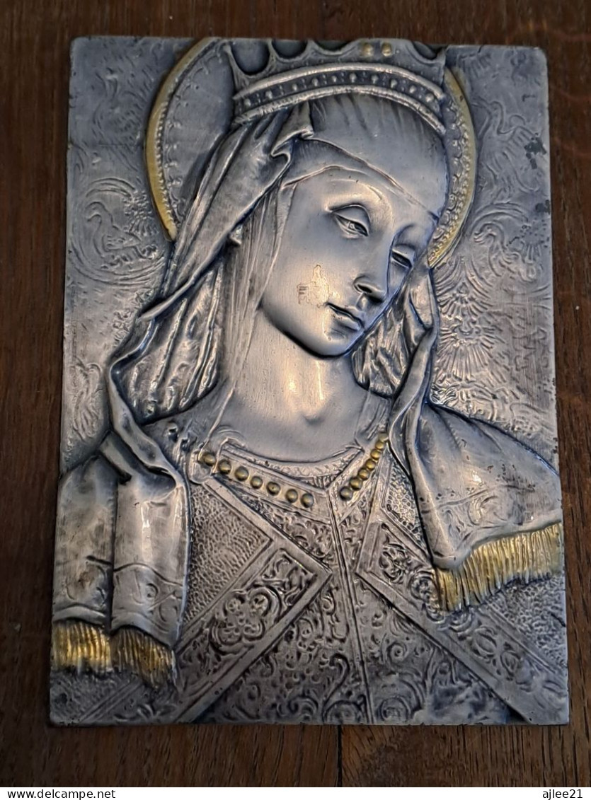Icône Représentant La Sainte Vierge Marie. Argent Laminée. - Religieuze Kunst