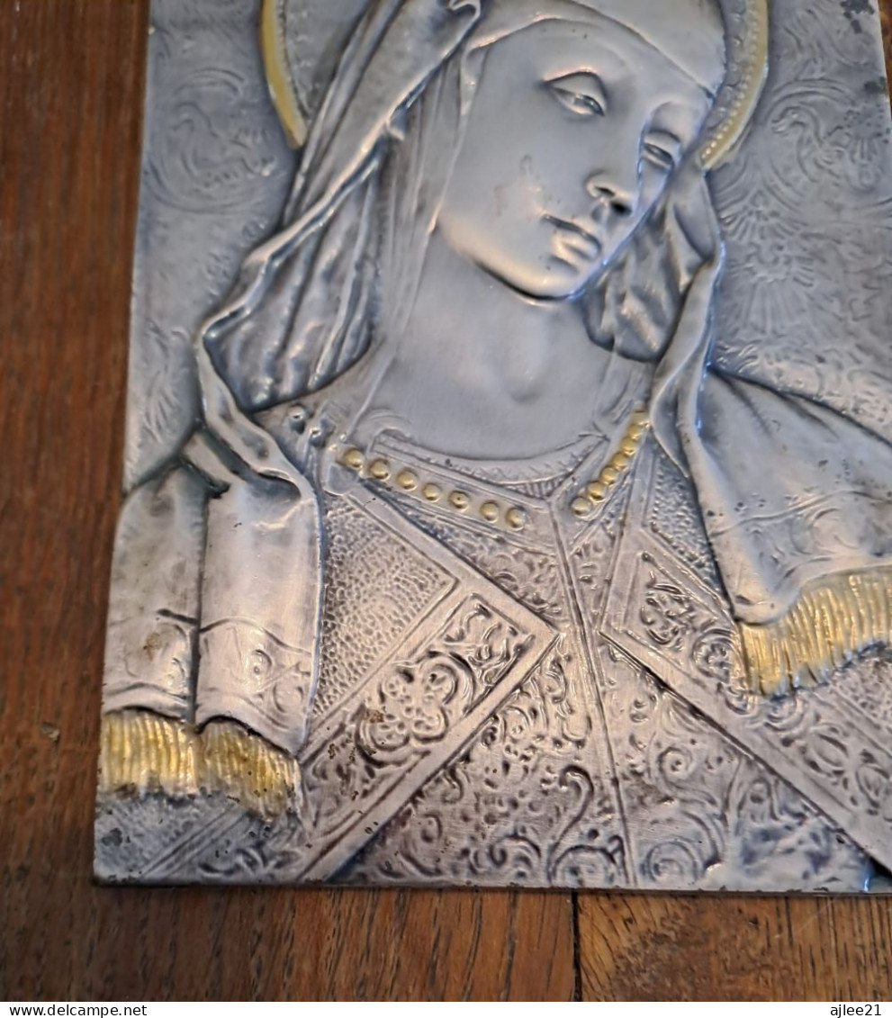 Icône Représentant La Sainte Vierge Marie. Argent Laminée. - Arte Religioso