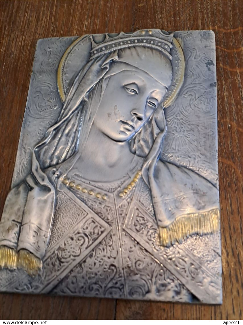 Icône Représentant La Sainte Vierge Marie. Argent Laminée. - Art Religieux