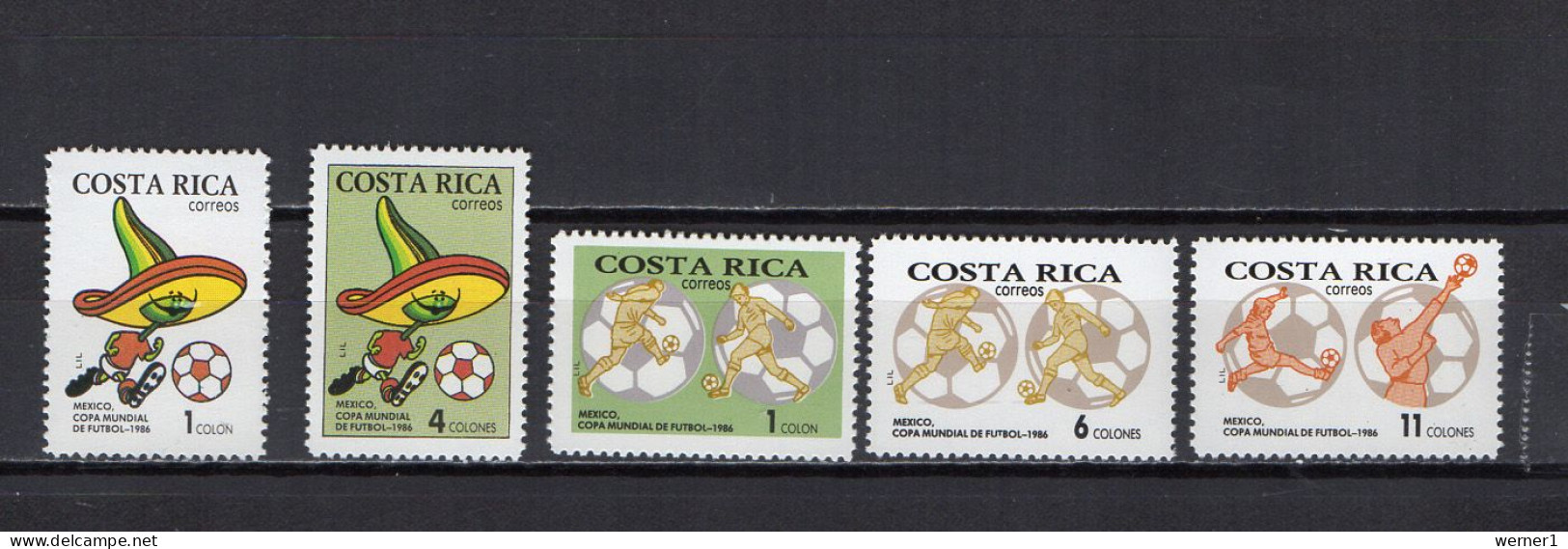 Costa Rica 1986 Football Soccer World Cup Set Of 5 MNH - 1986 – Mexique