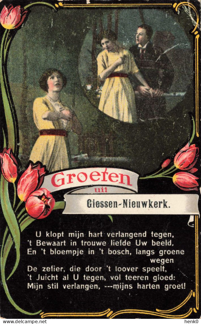 Giessen Nieuwkerk Groeten Uit Fantasiekaart Oud Circa 1915 C3106 - Autres & Non Classés