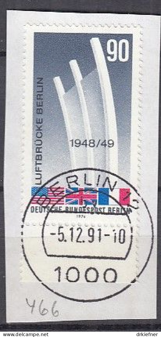 BERLIN  466, Gestempelt Auf Briefstück, Berliner Luftbrücke, 1974 - Gebruikt