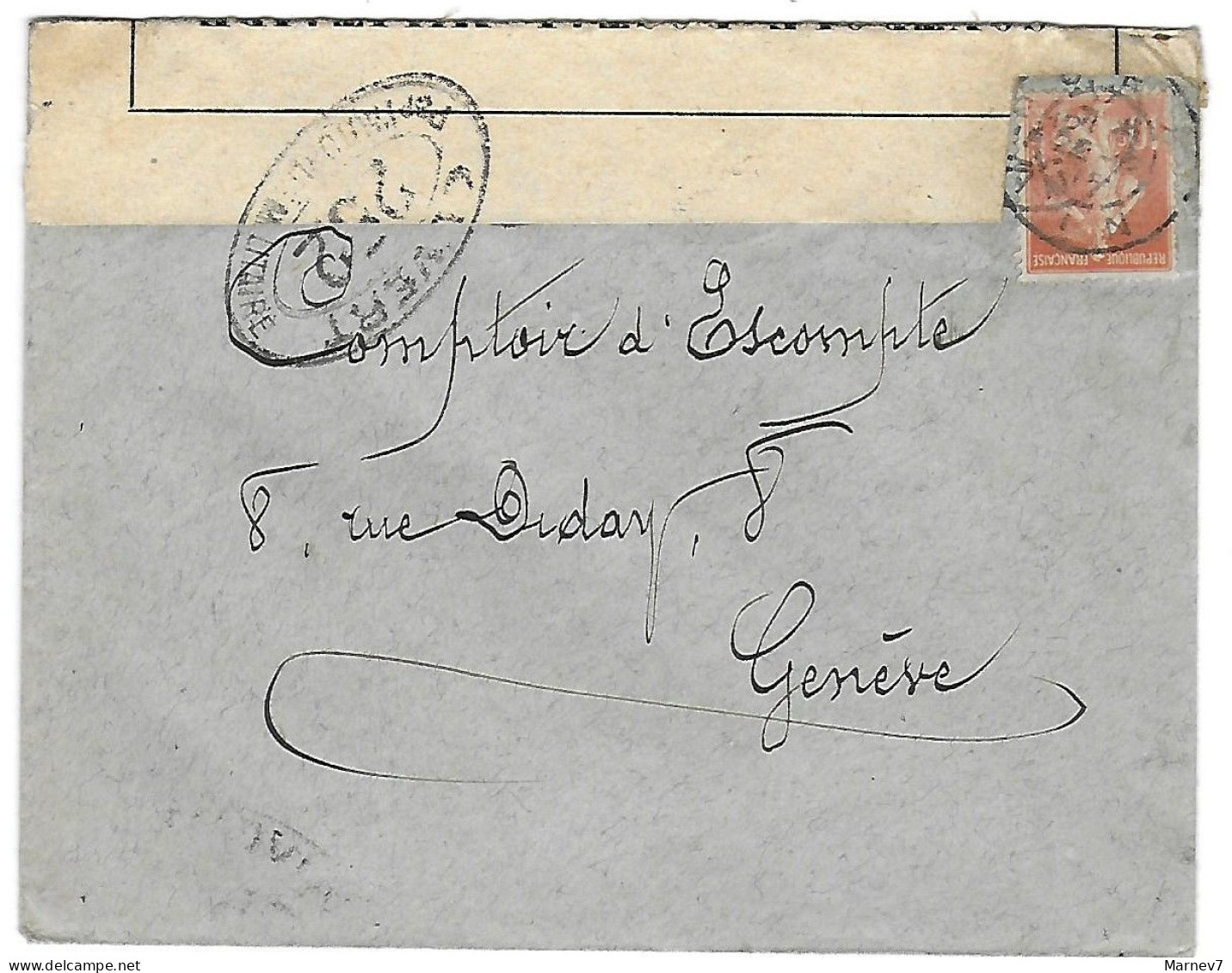 Lettre France Pour Genève - Censurée - Ouvert Par L'Autorité Militaire - 252 - 27 XII 1915 - Bande De Censure Contrôle - WW I