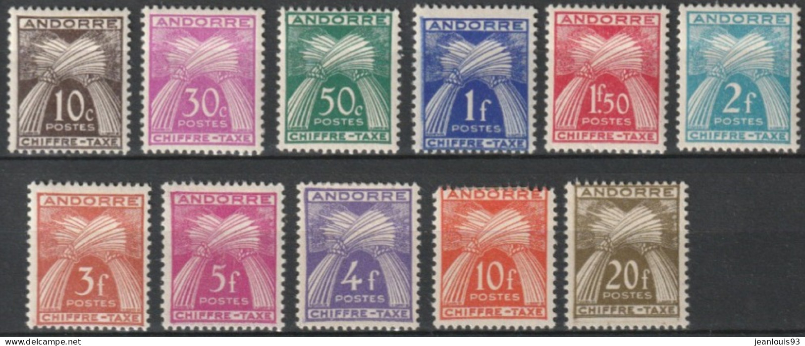 ANDORRE FRANCAIS - TAXE 21/31 COMPLETE NEUF* AVEC CHARNIERE COTE 25 EUR - Unused Stamps