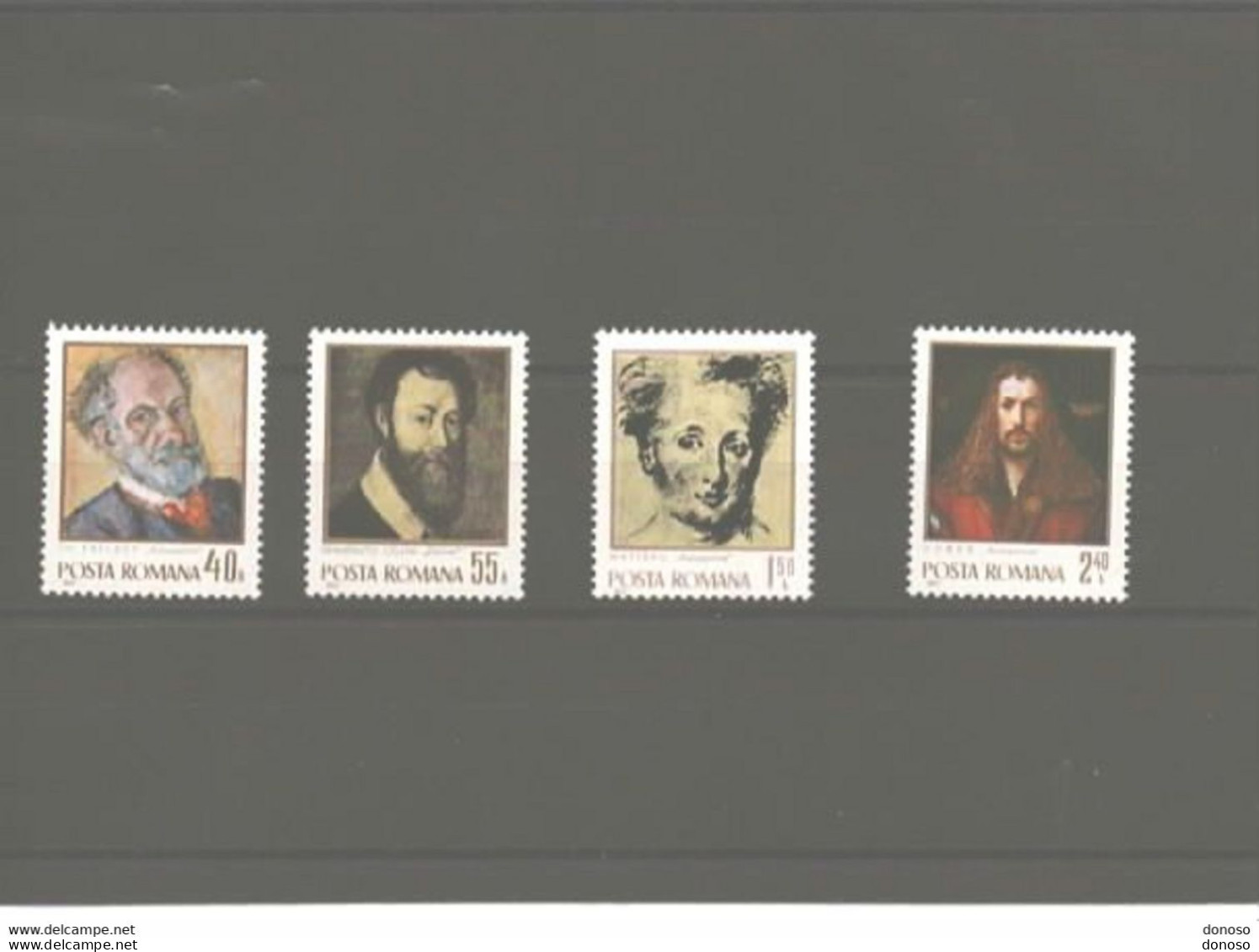 ROUMANIE 1971 Peintures, Autoportraits De Pallady, Cellini, Watteau, Dürer  Yvert 2648-2651, Michel 2979-2982 NEUF** MNH - Unused Stamps