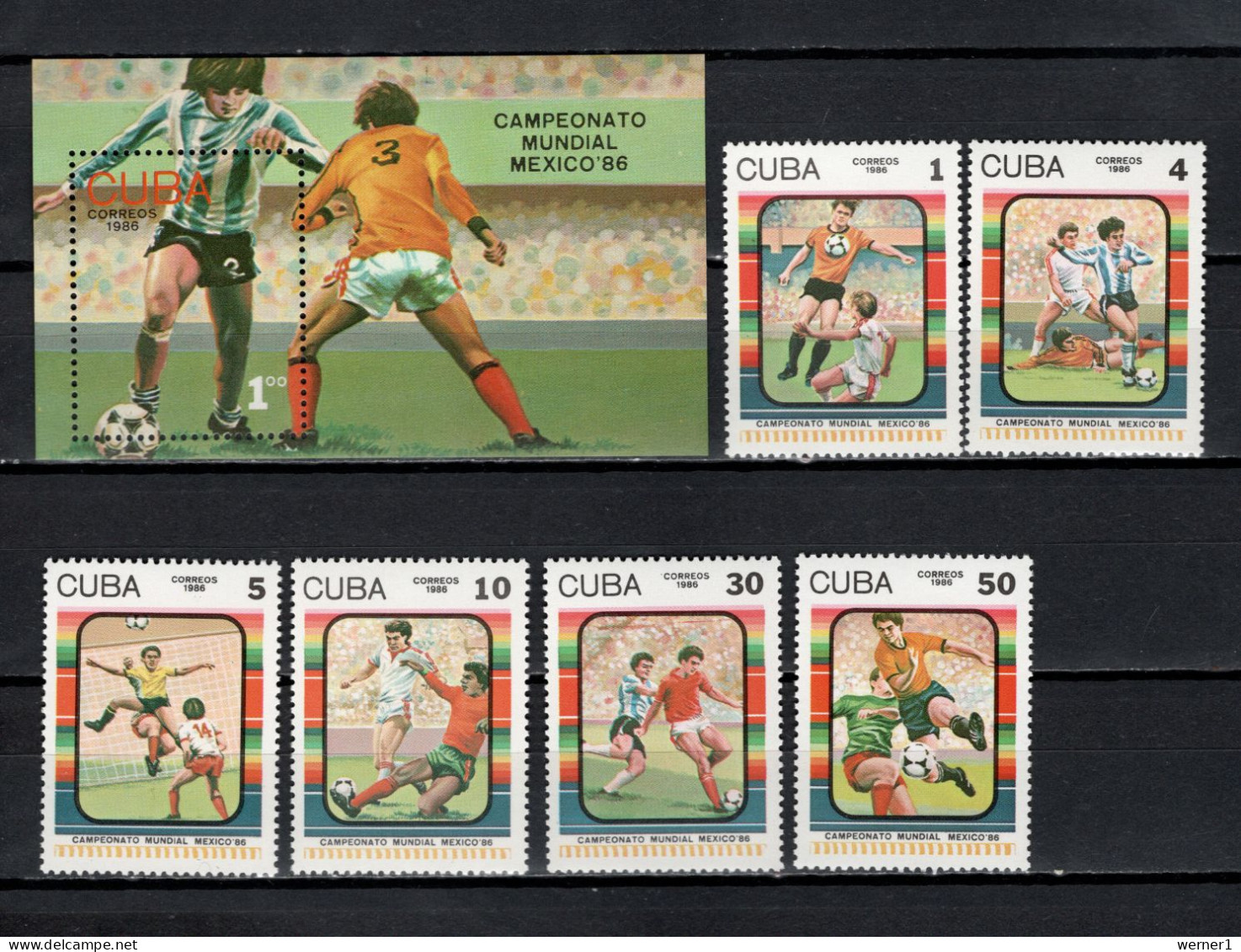 Cuba 1986 Football Soccer World Cup Set Of 6 + S/s MNH - 1986 – Mexiko