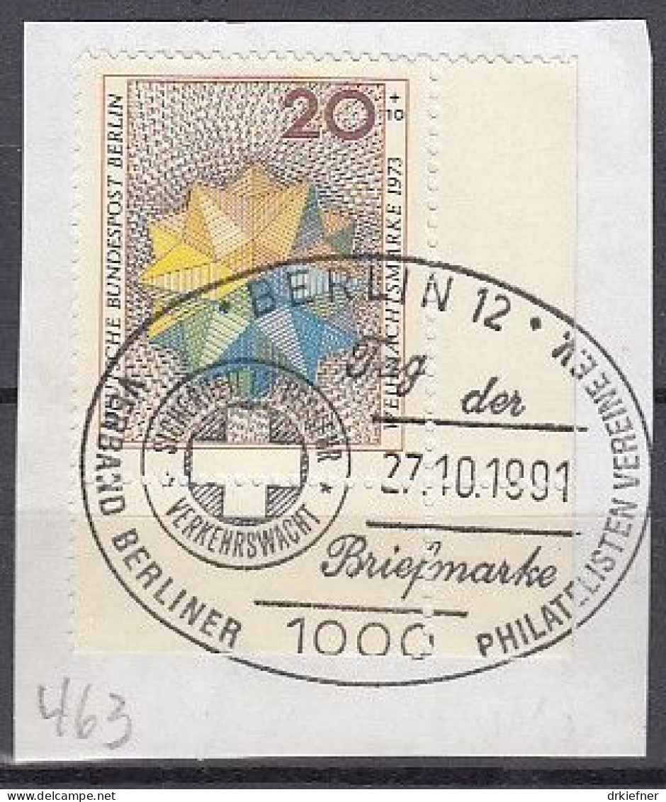 BERLIN  463, Gestempelt Auf Briefstück, Eckrand Unten Rechts Ohne Formnummer, Weihnachten, 1973 - Usati