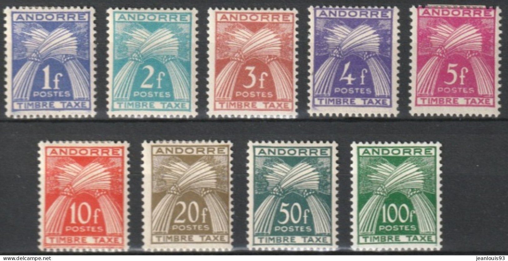 ANDORRE FRANCAIS - TAXE 33/41 INCOMPLETE MANQUE 10C NEUF* AVEC CHARNIERE COTE 119 EUR - Unused Stamps