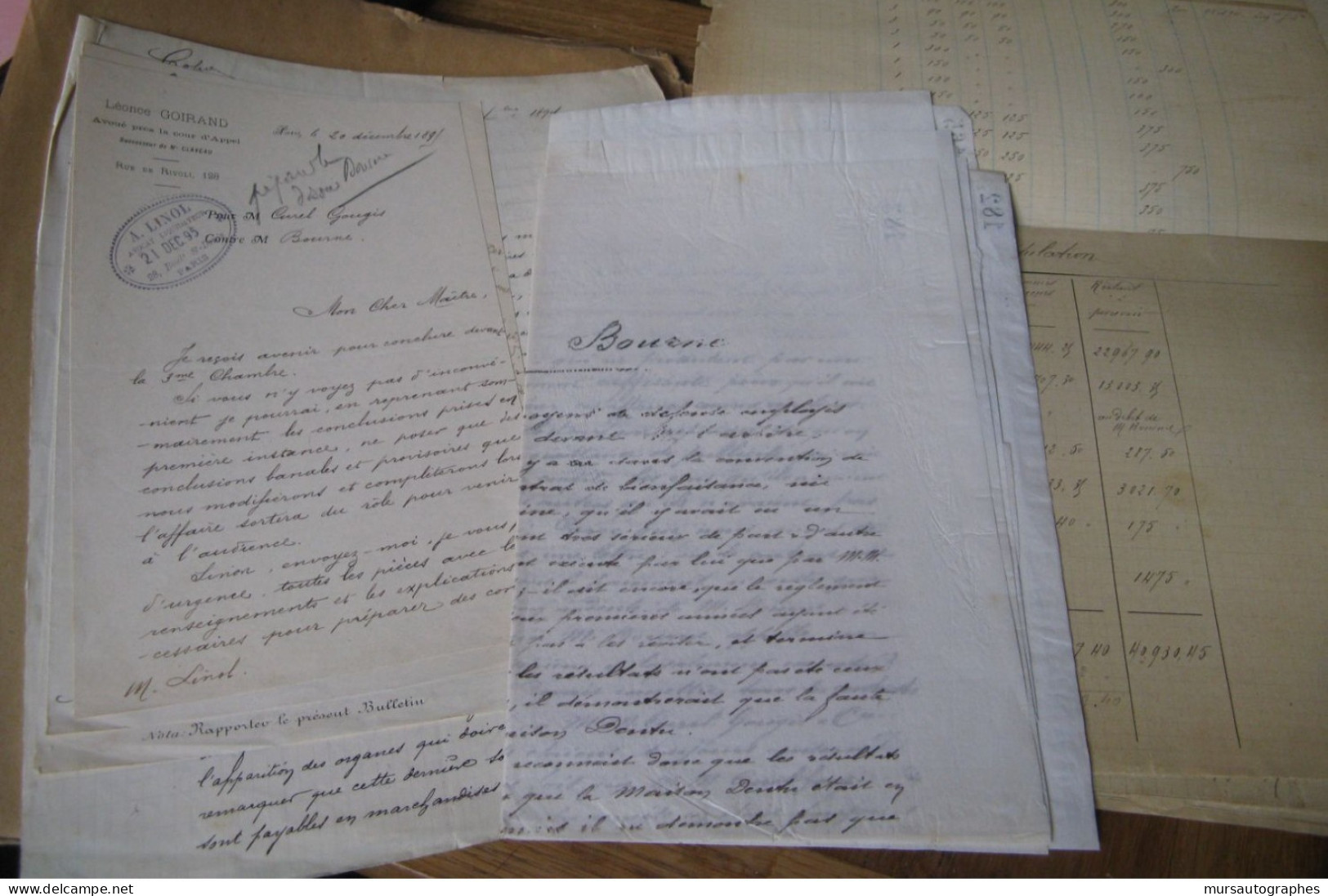 LOUIS BOURNE DOSSIER Autographe Signé 1896 REVUE ENCYCLOPEDIQUE "LE TRAVAIL" COMPTES DENTU - Escritores