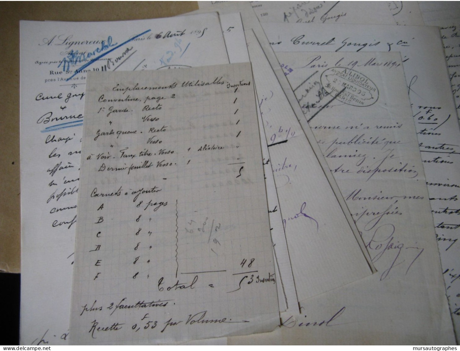 LOUIS BOURNE DOSSIER Autographe Signé 1896 REVUE ENCYCLOPEDIQUE "LE TRAVAIL" COMPTES DENTU - Schrijvers