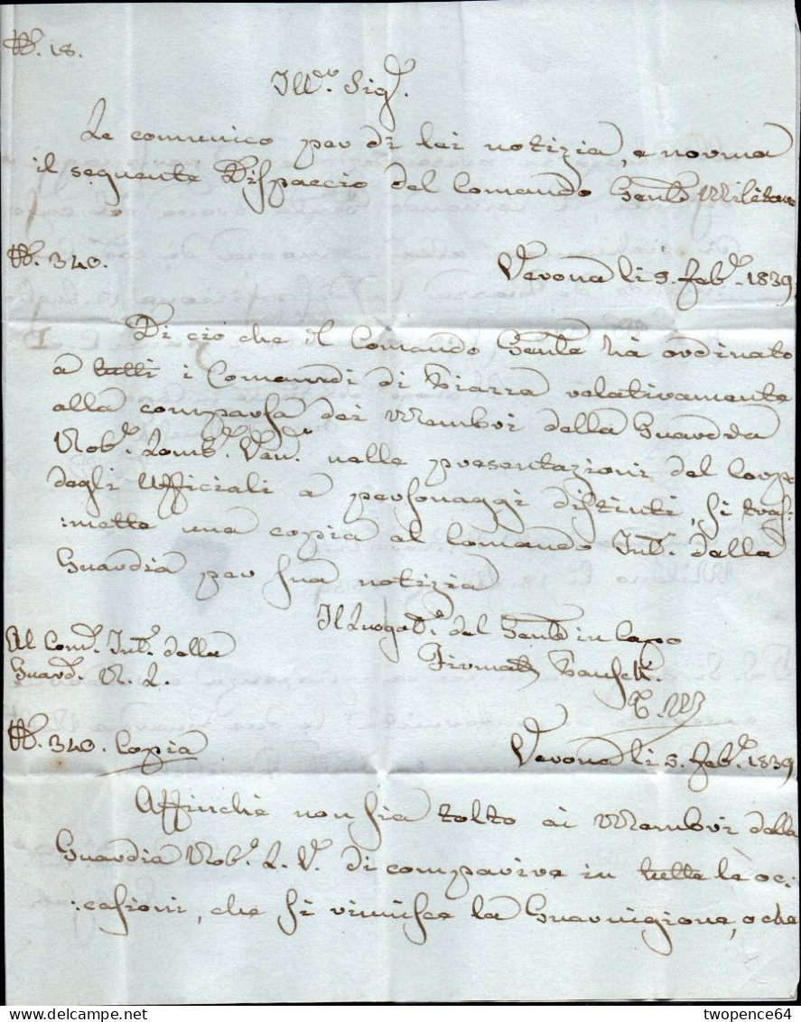 B50 - LETTERA PREFILATELICA DA MILANO A SONDRIO 1839 - 1. ...-1850 Prefilatelia