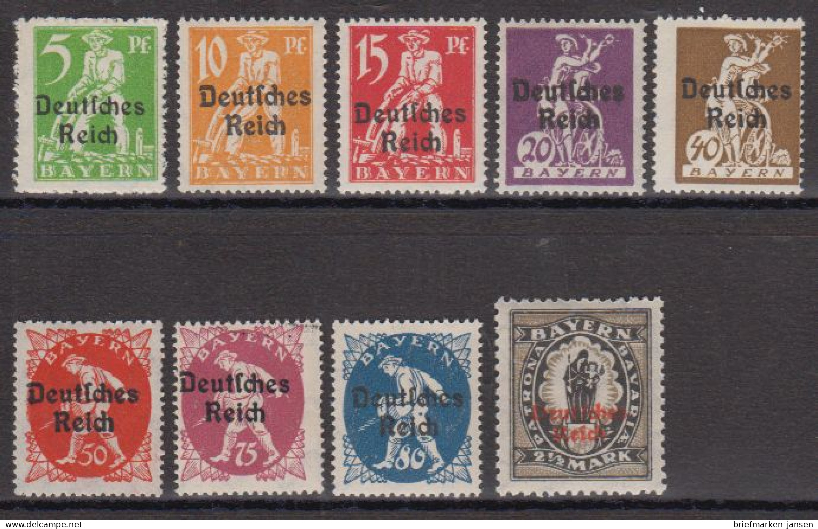 Deutsches Reich, Aus Mi.Nr. 119-138 Bayernmarken Mit Aufdruck Deutsches Reich - Neufs