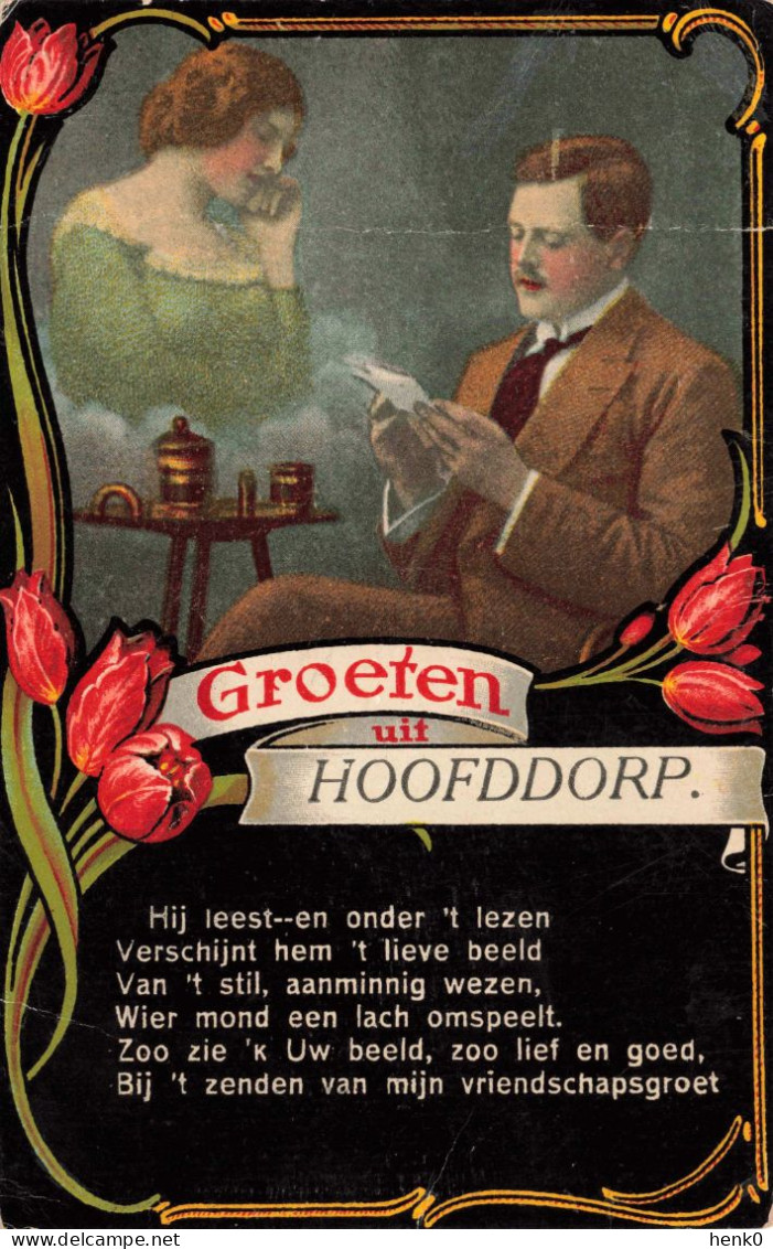 Hoofddorp Groeten Uit Fantasiekaart Oud 1920 C3109 - Andere & Zonder Classificatie