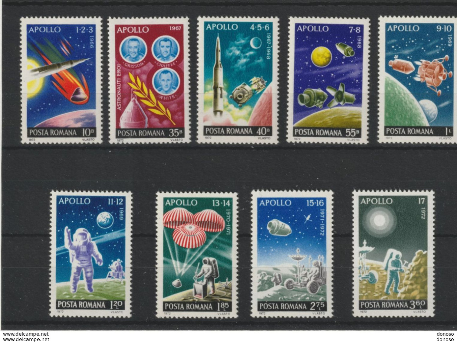 ROUMANIE 1972 ESPACE, Programme Apollo Yvert 2729-2737 , Michel 3069-3077 NEUF** MNH Cote 7,50 Euros - Unused Stamps