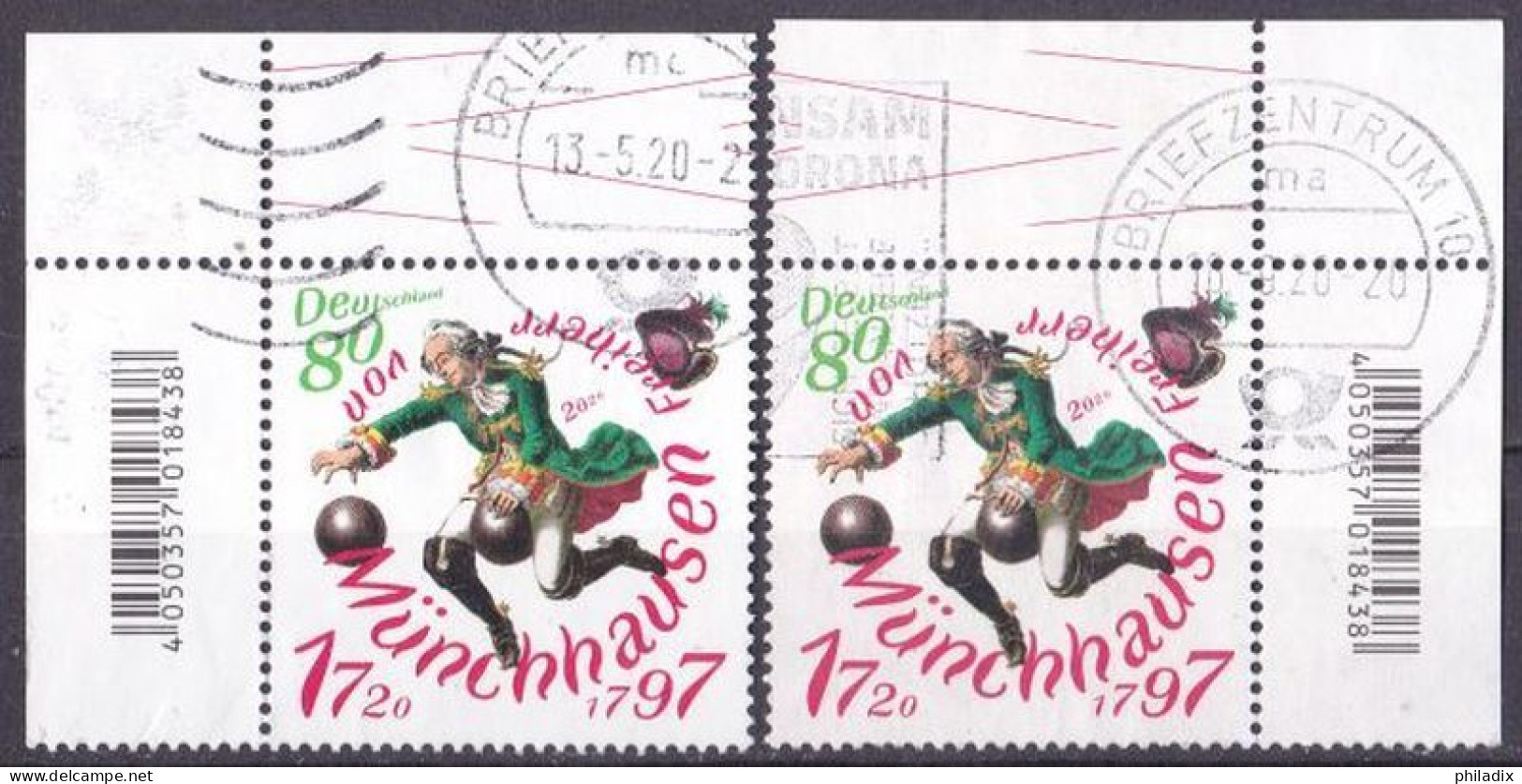 BRD 2020 Mi. Nr. 3546 O/used Oberrand Paar (BRD1-4) - Used Stamps