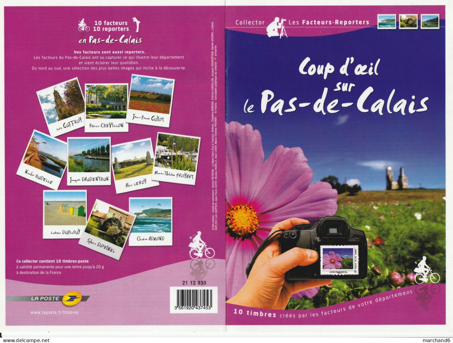 Feuillet Collector Les Facteurs Reporters Pas De Calais France 2012 IDT L P 20gr 10 Timbres Autoadhésifs N°123 - Collectors