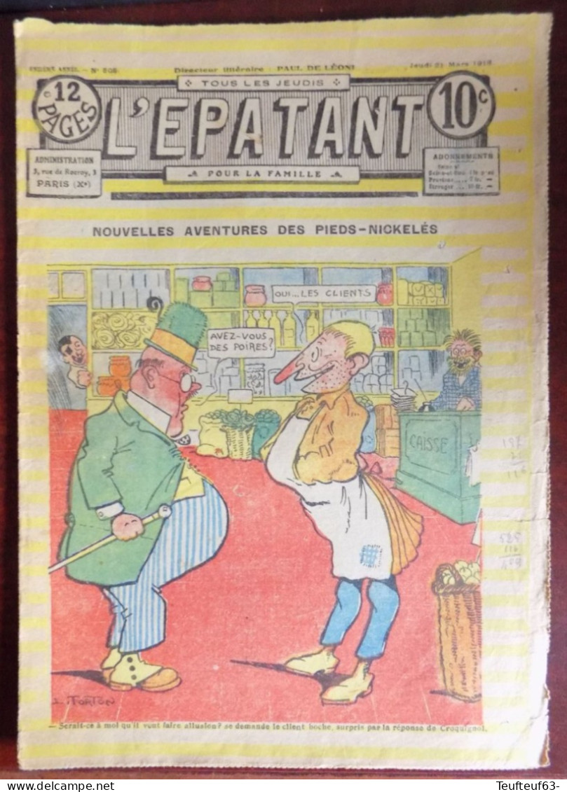 L'Epatant N° 505 Pieds Nickelés - Couv. Forton - Otras Revistas
