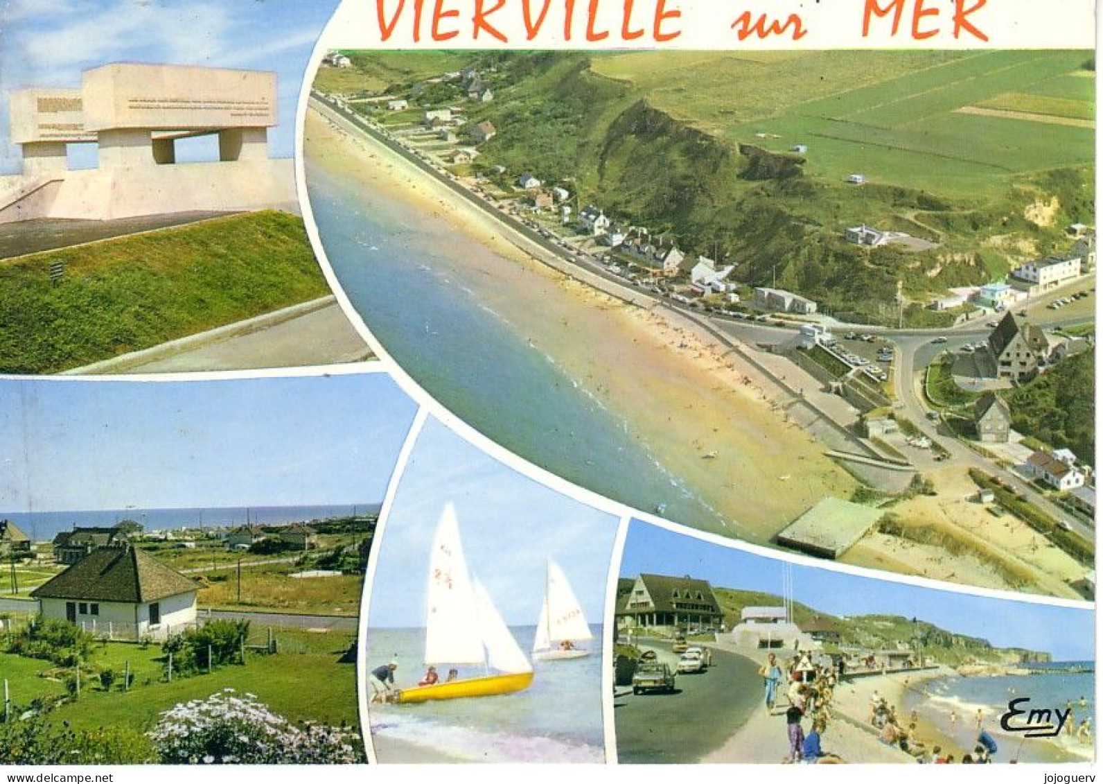 Vierville Sur Mer: :opération Omaha  Beach à Gauche, Le Monument Dédié Aux Forces  Des USA ...suite Au Dos, Timbrée 1980 - Villerville