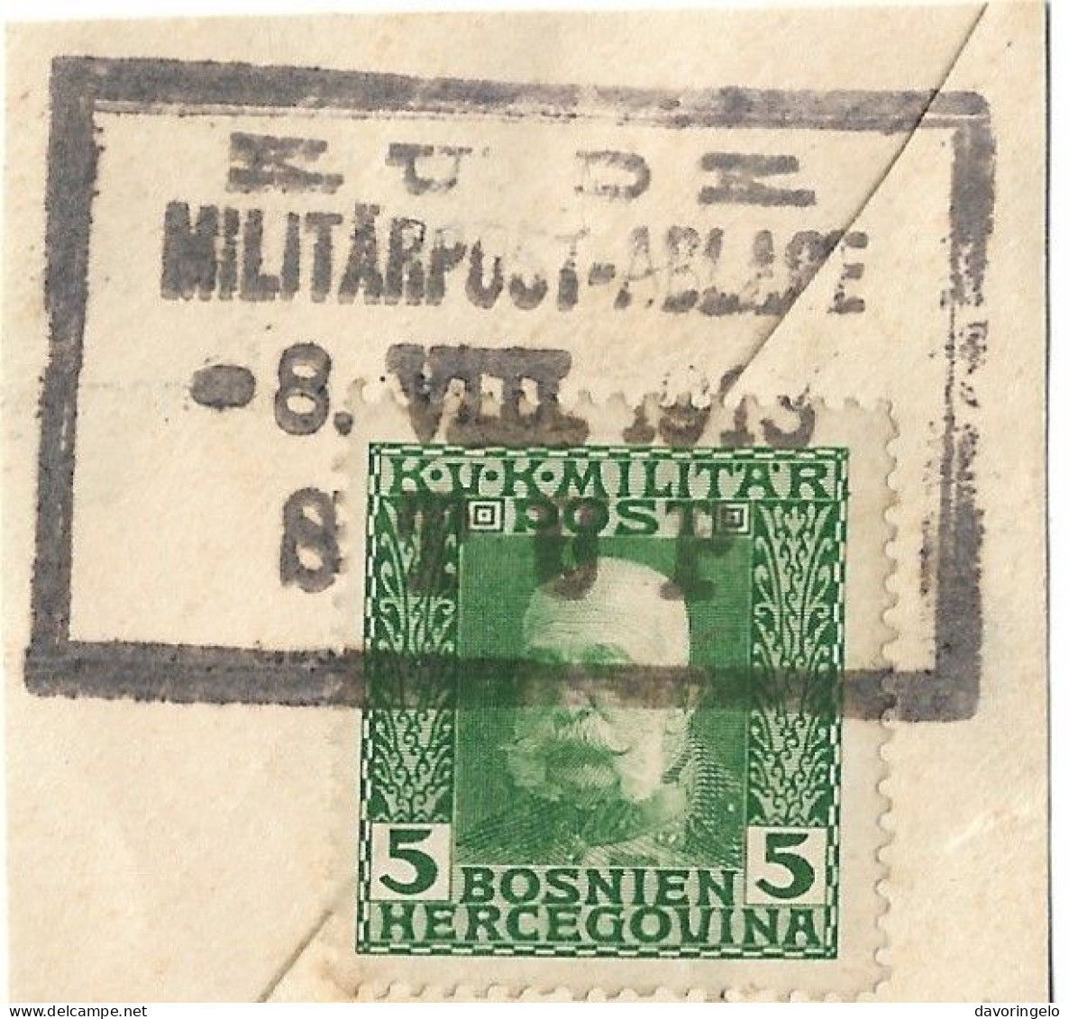 Bosnia-Herzegovina/Austria-Hungary, Cutting Out-year 1913, Auxiliary Post Office/Ablage STUP, Type B1(BLACK) - Bosnien-Herzegowina
