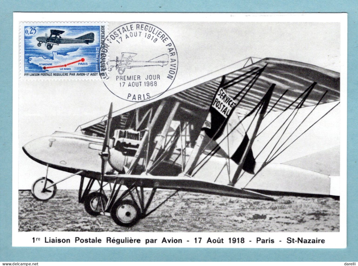 Carte Maximum 1968 - 1ère Liaison Postale Régulière Par Avion - YT 1565 - Paris - 1960-1969