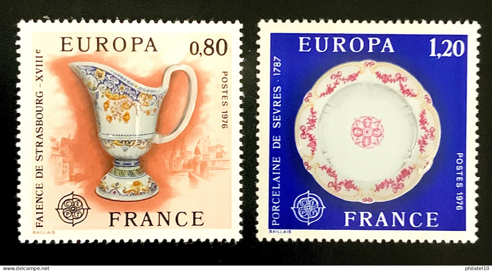 1976 FRANCE N 1877 / 1878 EUROPA PORCELAINE DE SEVRES - FAIENCE DE STRASBOURG - NEUF** - Ungebraucht