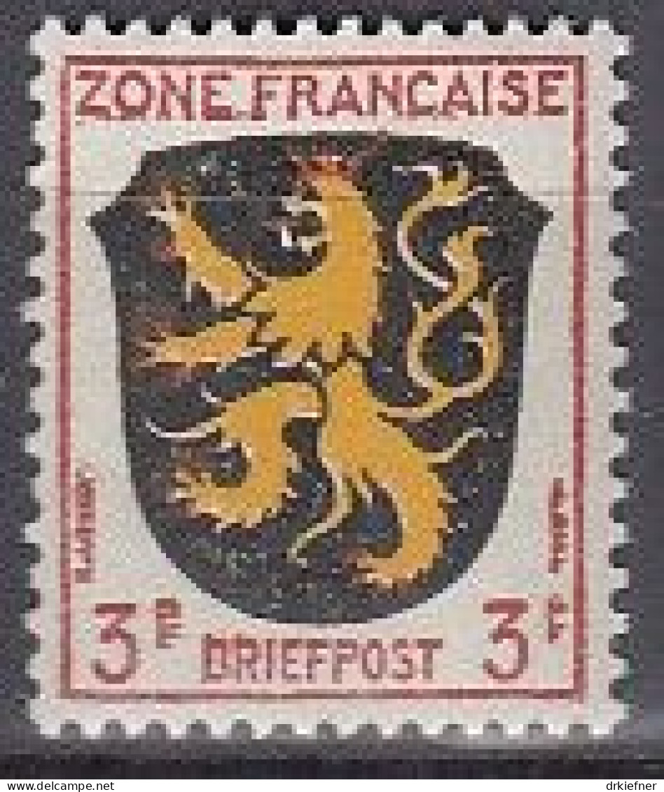 AllBes. Franz.Zone AllgemAusg. 2, Postfrisch **, Mit Abart: Oben E Und F Verbunden, Wappen, 1945 - Emisiones Generales