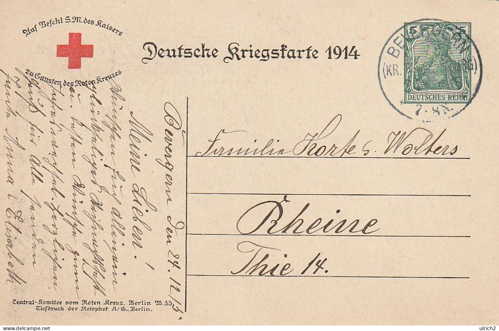 Kriegskarte 1914 - Kaiser Wilhelm II. - Ich Kenne Keine Parteien Mehr Nur Noch Deutsche - Bevergern 1915 (69135) - Cartes Postales