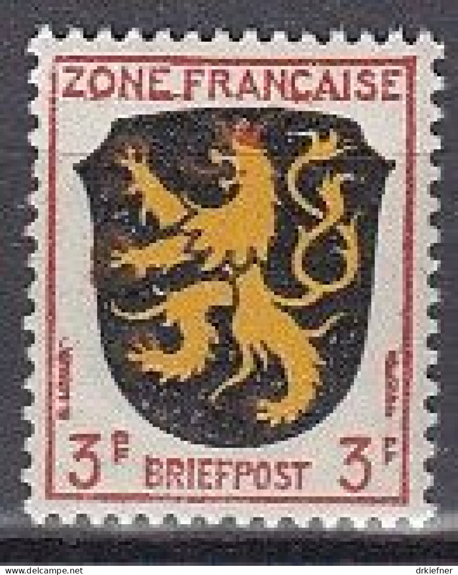 AllBes. Franz.Zone AllgemAusg. 2, Postfrisch **, Mit Abart: Roter Punkt Im Gesicht, Wappen, 1945 - Amtliche Ausgaben