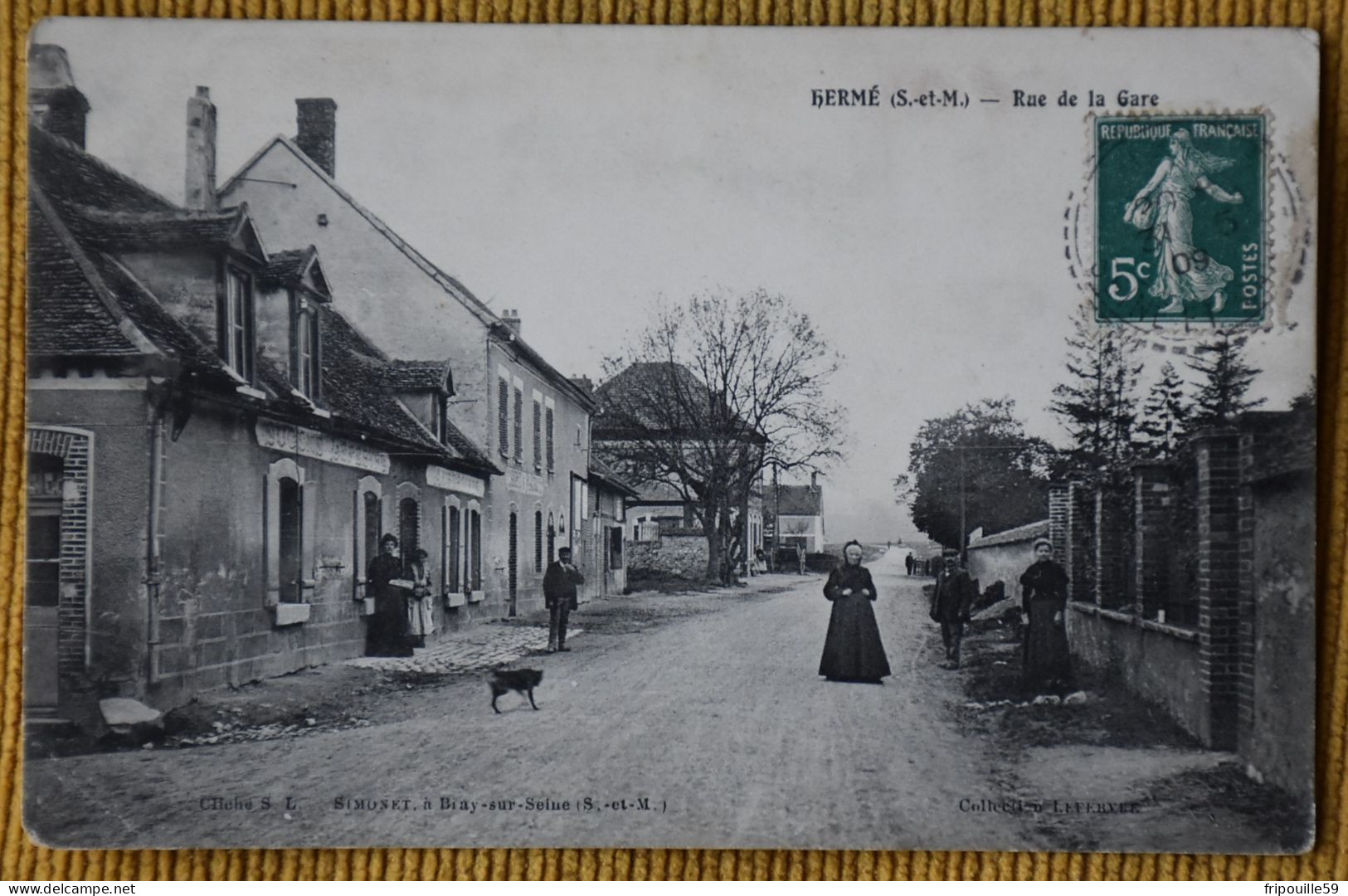Hermé - Rue De La Gare - Cliché S.L. - Simonet à Bray-sur-Seine - Coll. Lefebvre - Circulé En 1909 - Provins