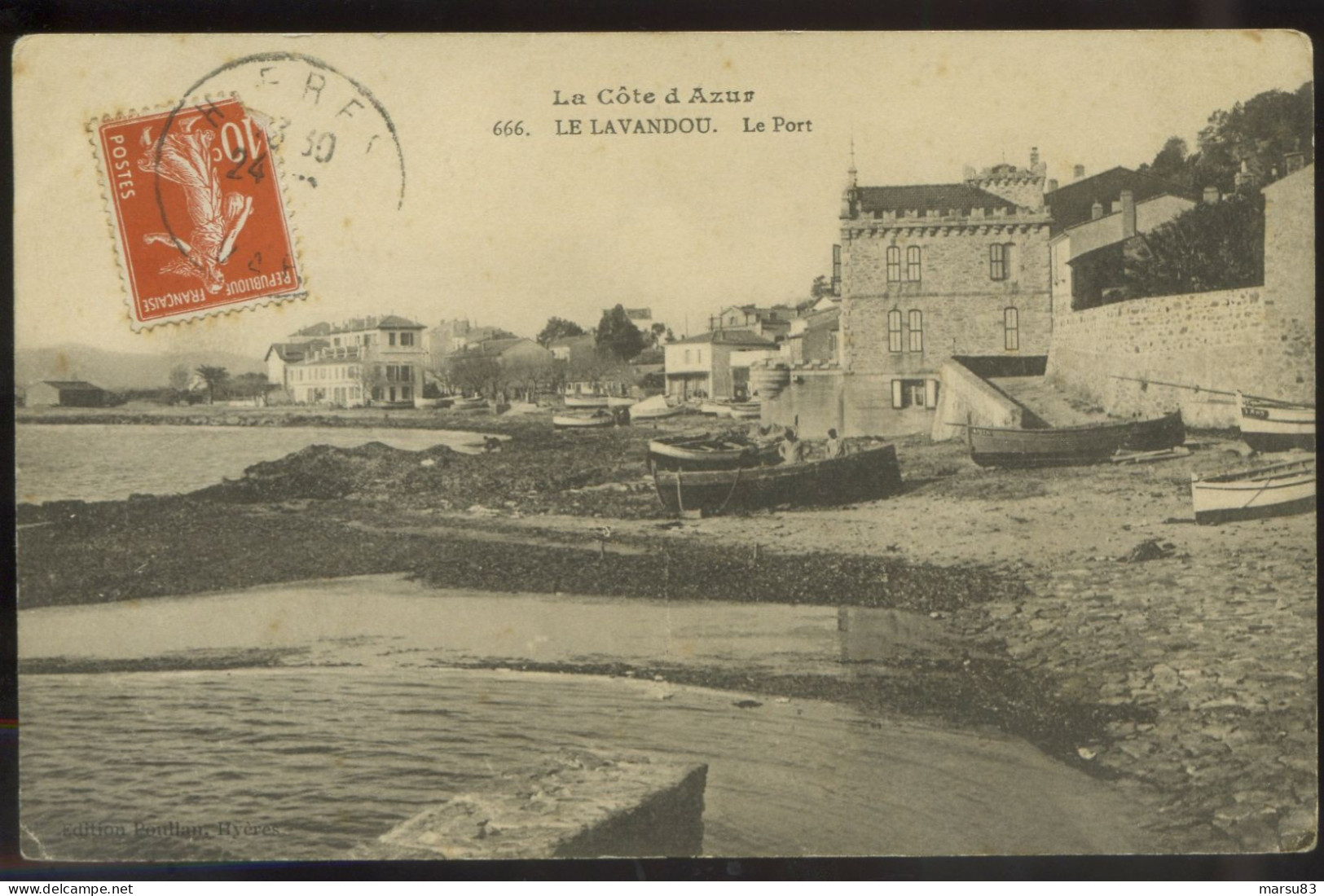 Le Lavandou - Le Port ** Belle Cpa Rigide De 1911 Tbé ** Ed. Poullan à Hyères N°666 - Le Lavandou