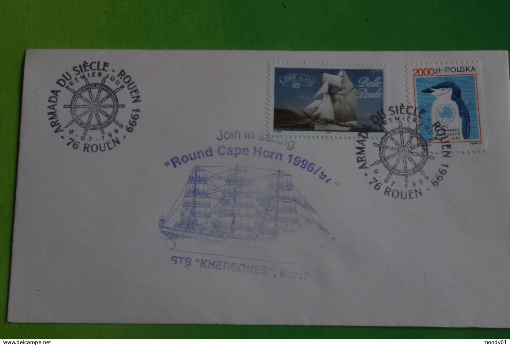 6-271  Cap Horn Cape Navire Polonais Affranchissement Mixe France Pologne Rouen 1999 Armada Du Siècle Penguin Manchot - Antarctisch Verdrag