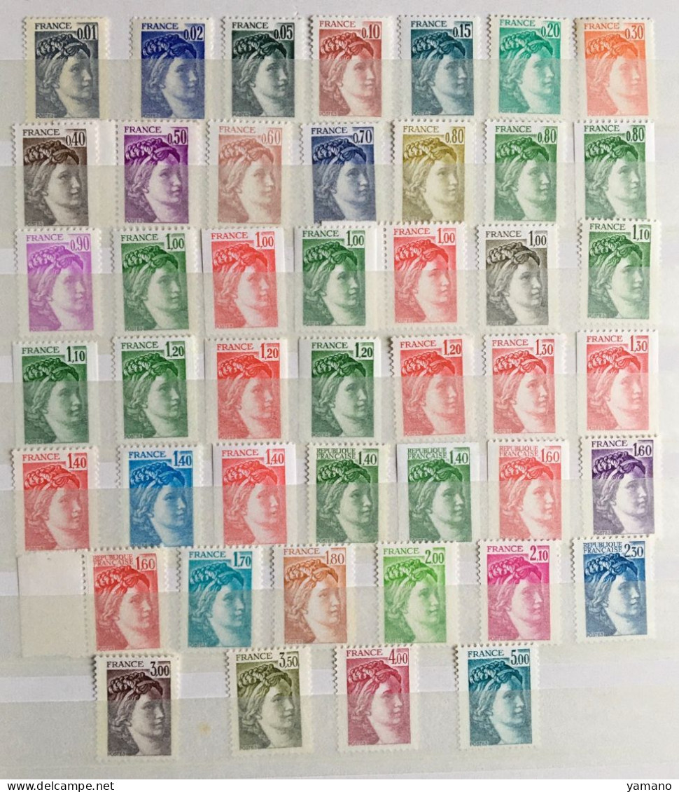 France 1977 à 1981 -  SERIE COMPLETE DES  45 TIMBRES   SABINE  ,  NEUFS , TOUS DIFFERENTS - Unused Stamps
