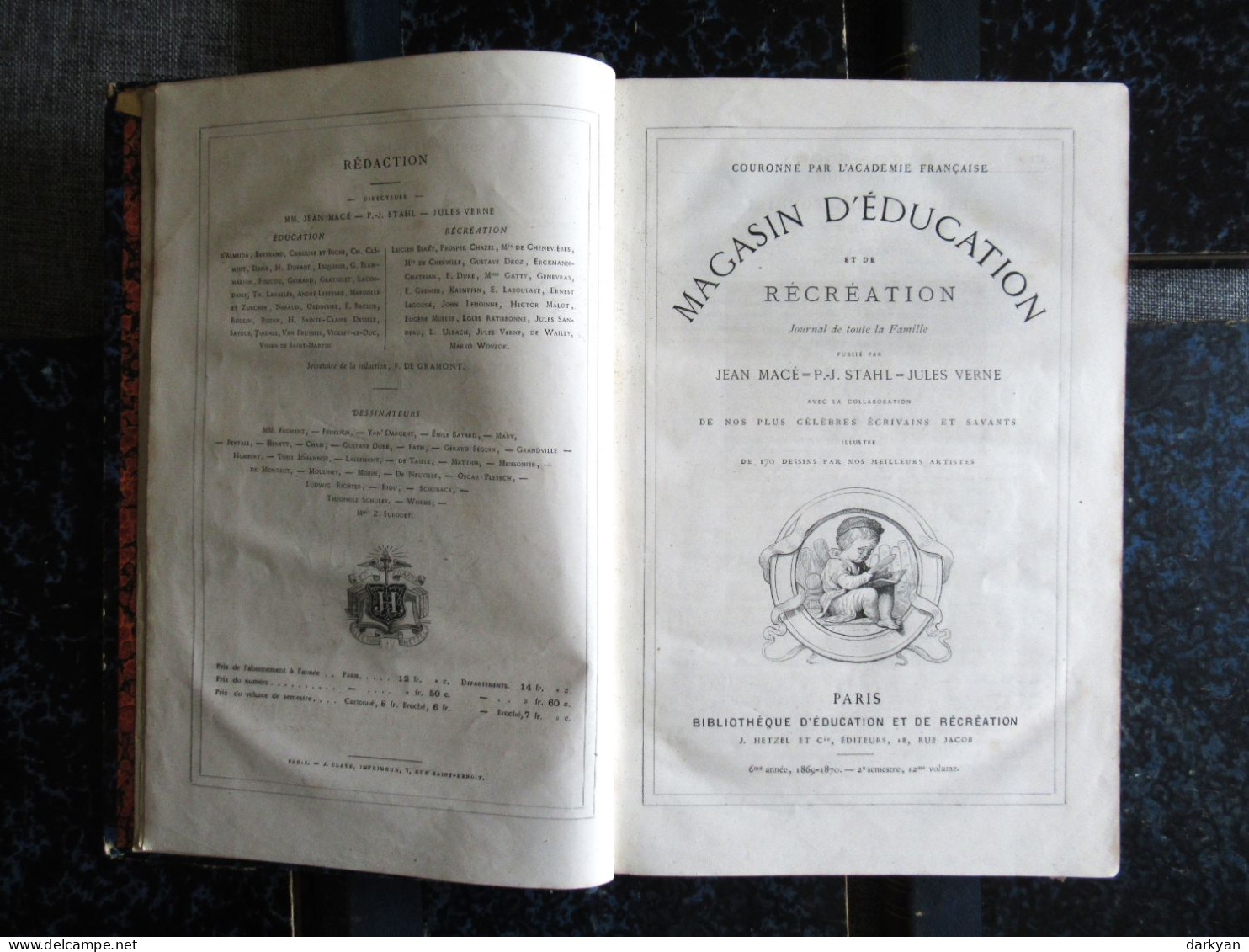 Jules Verne, Stahl - Lot De 6 Tomes Du Magasin D'éducation Et De Récréation (1869 à 1873) - Hetzel - 1801-1900