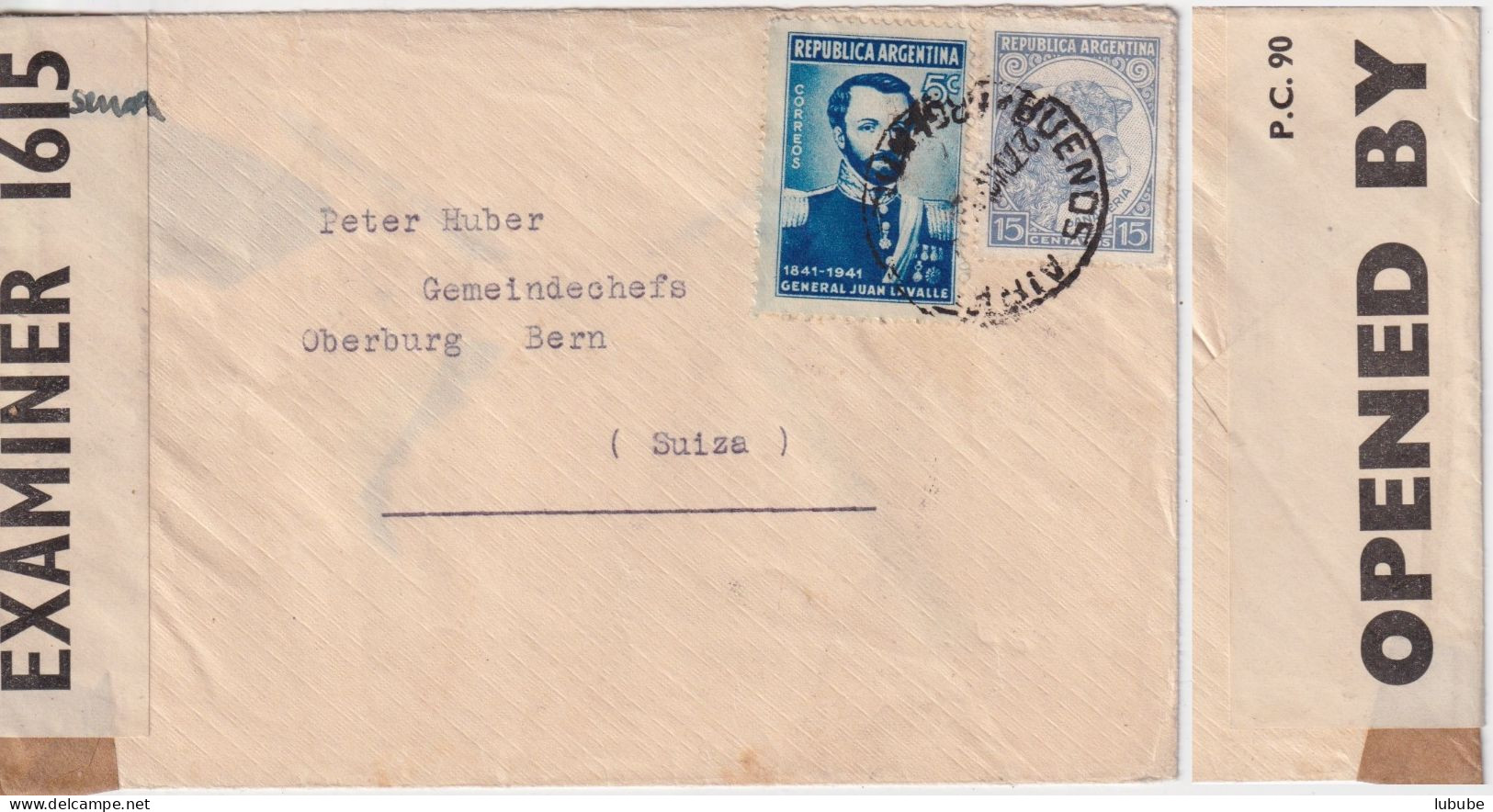 Airmail Zensur Brief  Buenos Aires - Lisbon - Oberburg         1941 - Covers & Documents