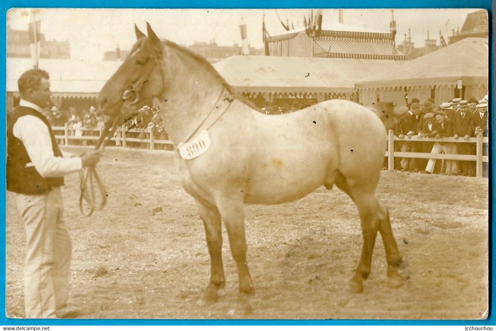 CPA CARTE-PHOTO 60 SONGEONS Oise - Exposition - Cheval De Concours Agricole - Songeons