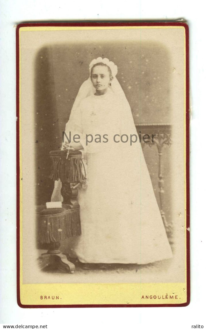 JEUNE FILLE Vers 1880 CDV Par BRAUN à ANGOULÊME - Old (before 1900)