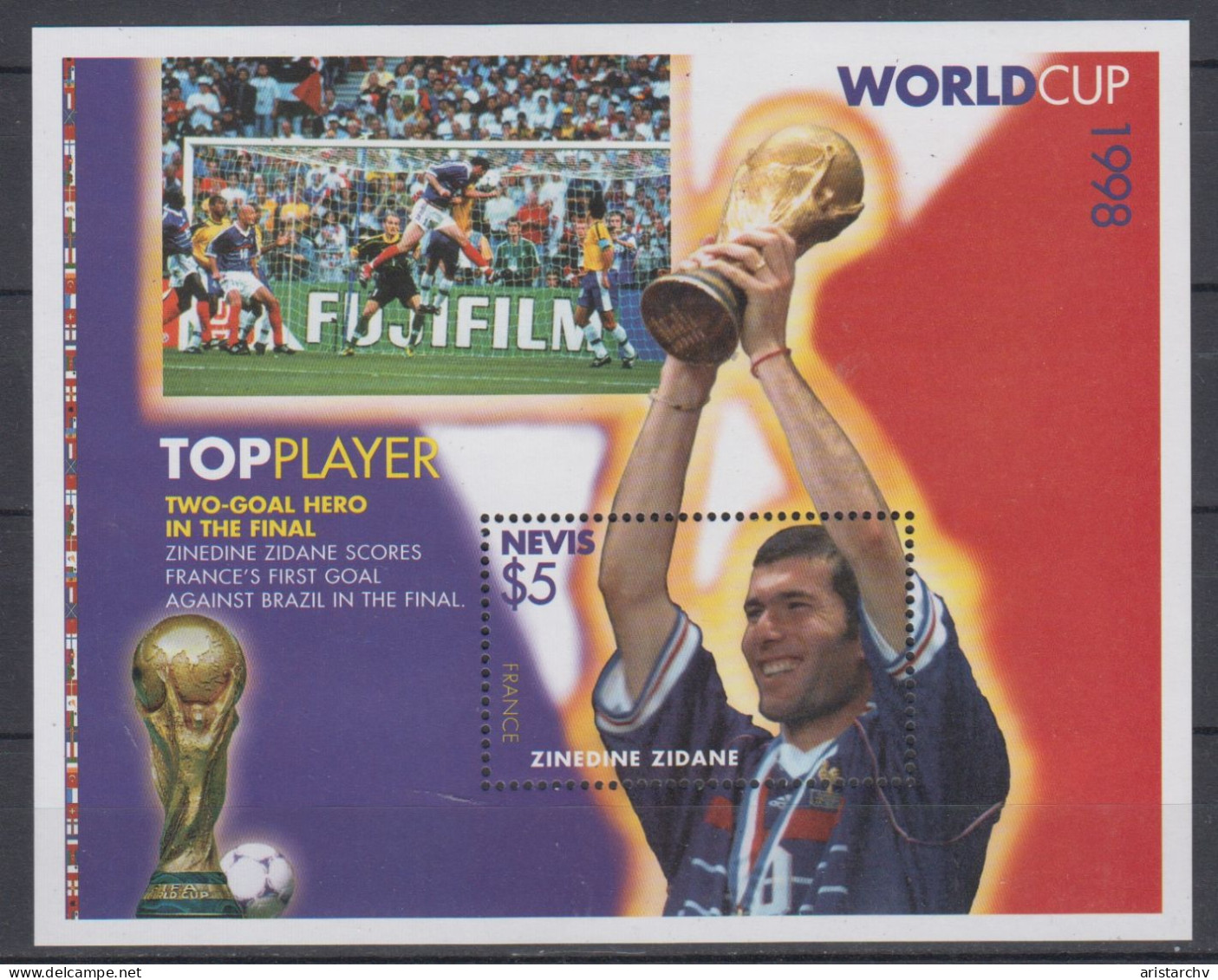 NEVIS 1998 FOOTBALL WORLD CUP SHEETLET AND S/SHEET - 1998 – Frankrijk