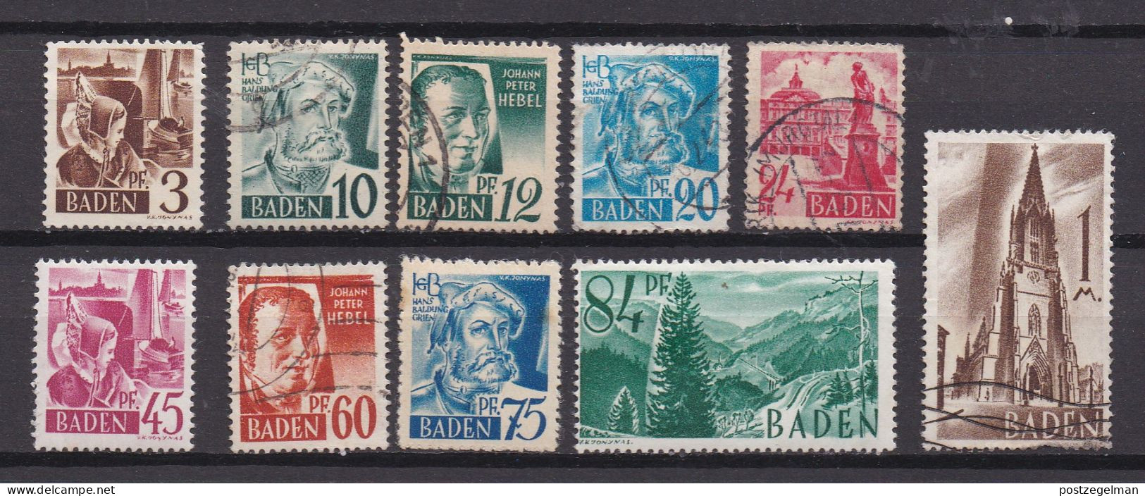 GERMANY, Allied Occupation, 1945, Cancelled Stamp(s) Personlities + Buildings, MI 16-291=13   #13415, 9 Values Only - Other & Unclassified