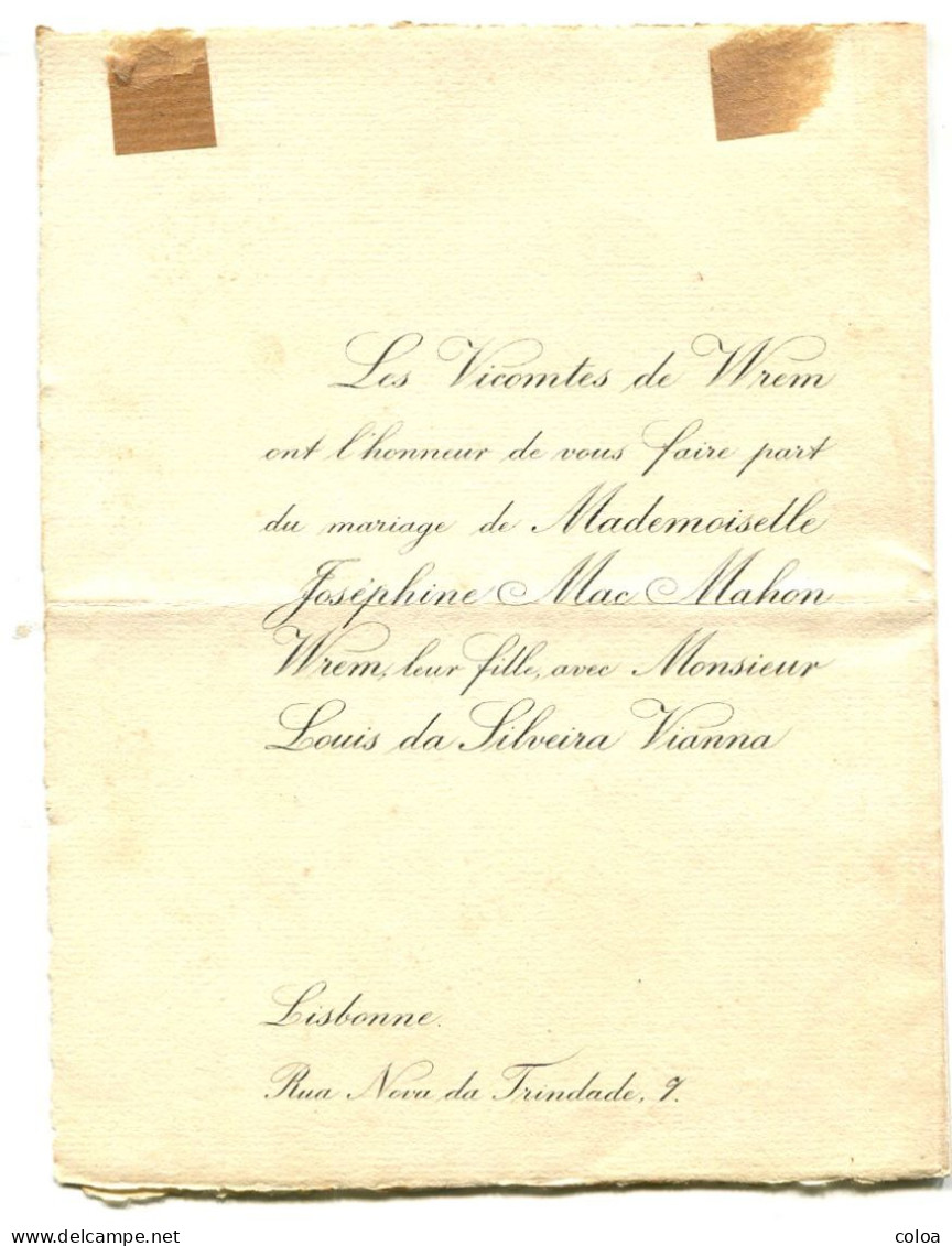 Faire Part De Mariage Josephine Mac Mahon Wrem Et Louis Da Silveira Vianna - Hochzeit