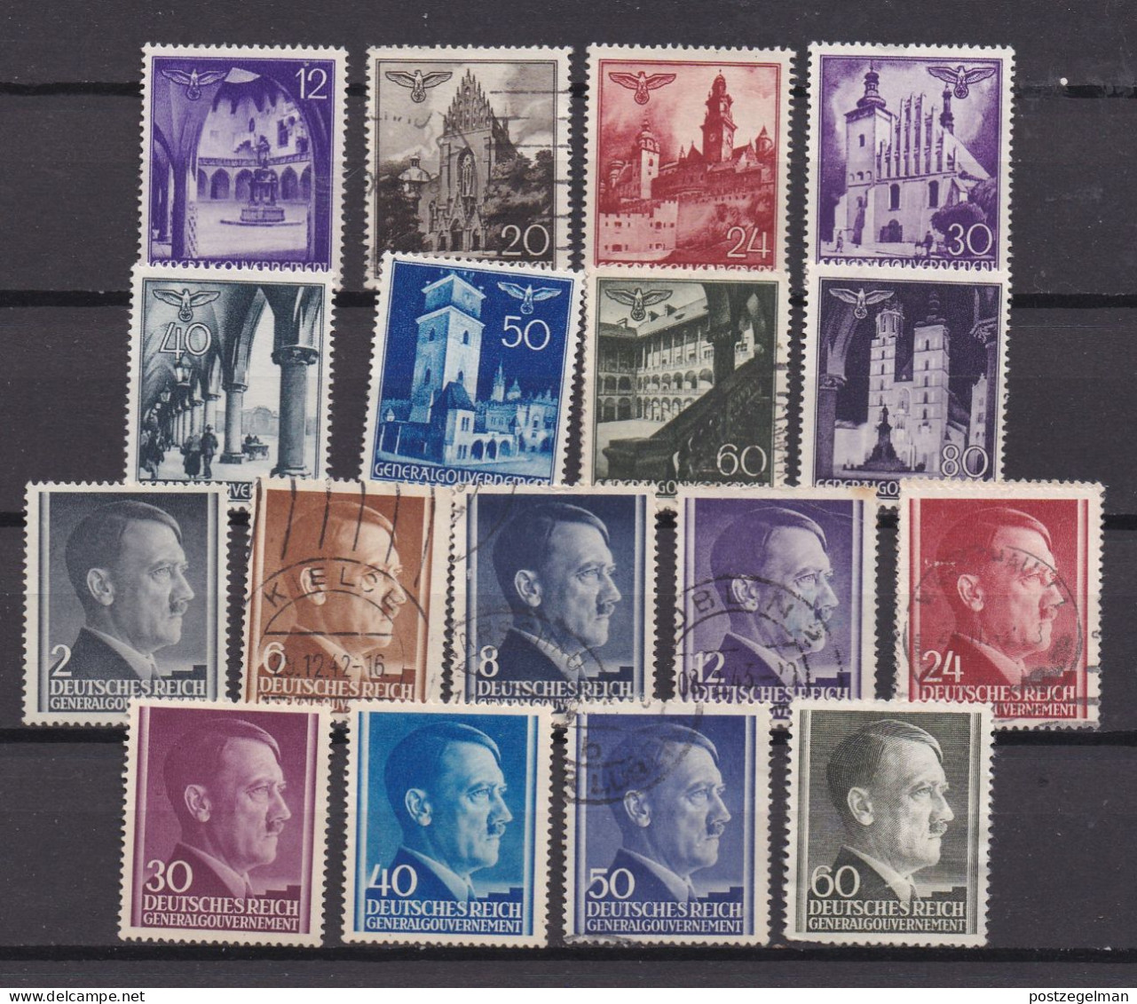 GENERAL GOUVERNMENT, 1941-1944, Cancelled Stamp(s) 17 Different #16027 - Occupation 1938-45