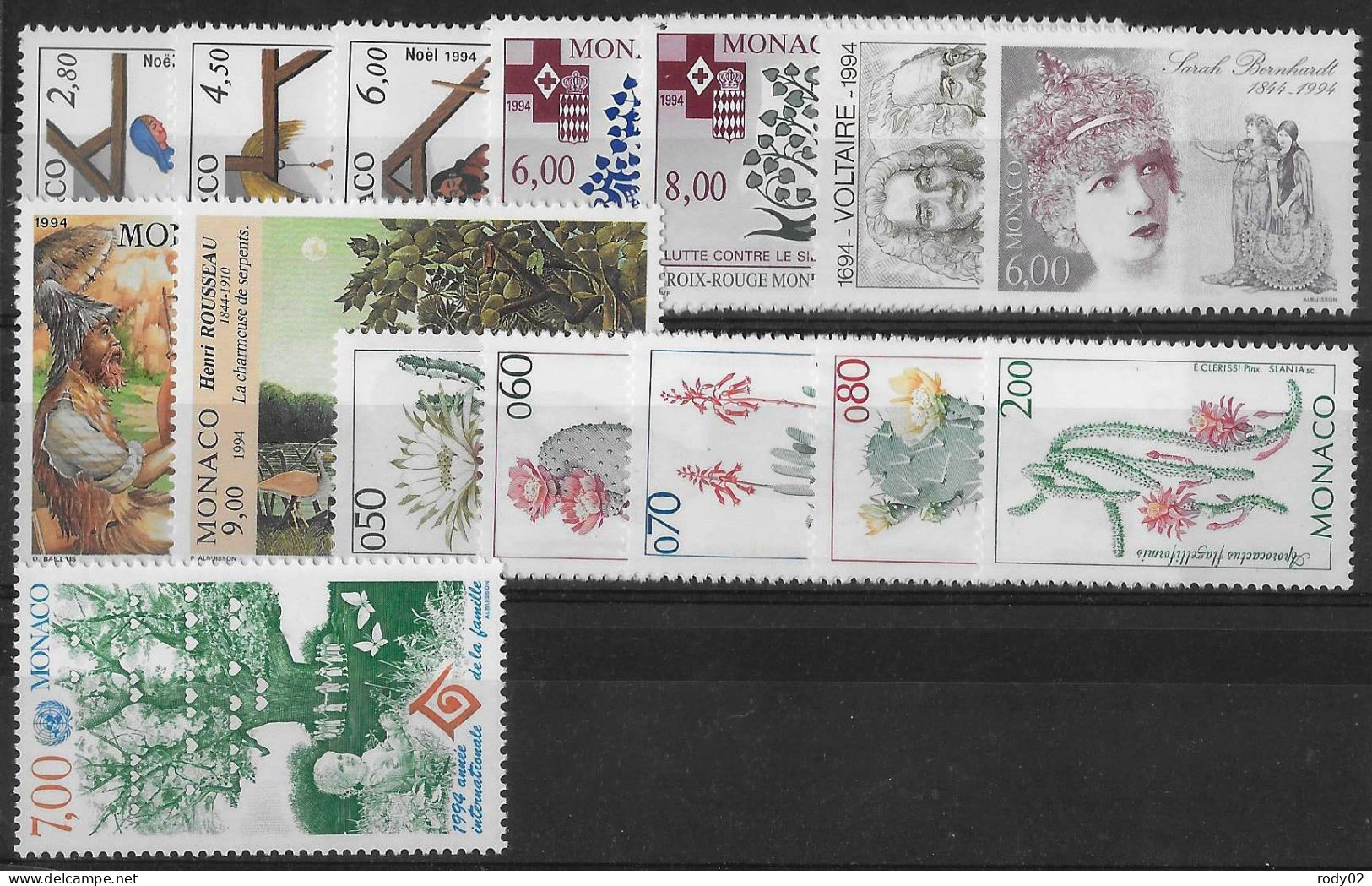 MONACO - ANNEE 1994 - 43 VALEURS - NEUF** MNH - 2 SCANS - Nuevos