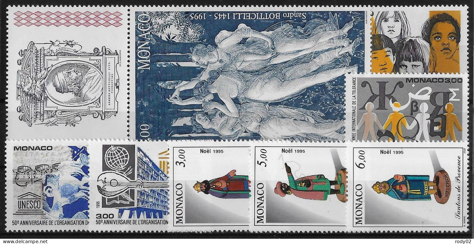 MONACO - ANNEE 1995 - 36 VALEURS - NEUF** MNH - 2 SCANS - Neufs