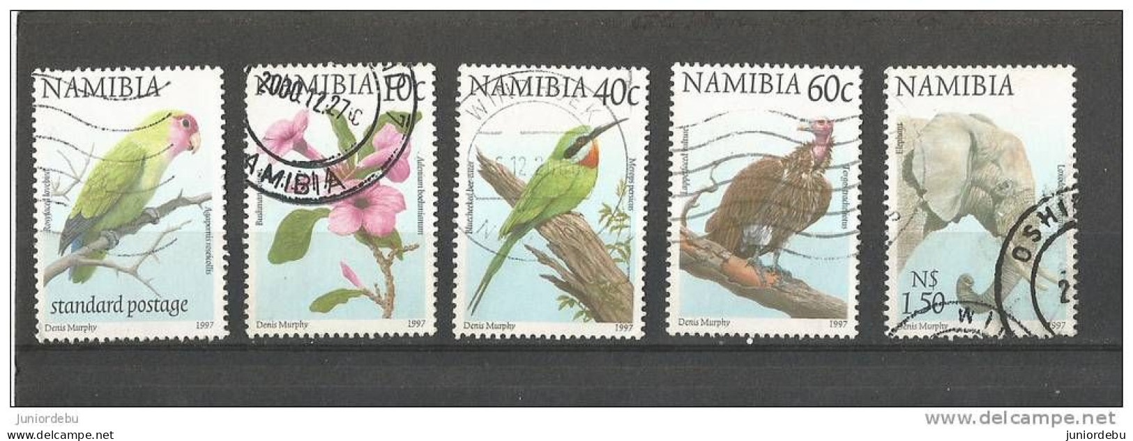 Namibia  - 1997  - Flower / Birds / Elephant - 5 Different - USED. ( D ) ( Condition As Per Scan ) ( OL 05/05/2013 ) - Namibie (1990- ...)