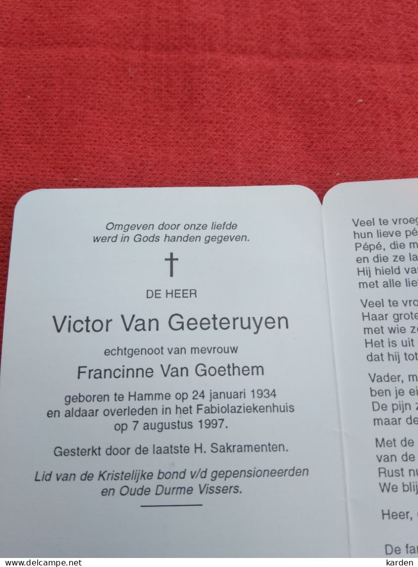 Doodsprentje Victor Van Geeteruyen / Hamme 24/1/1934 - 7/8/1997 ( Francinne Van Goethem ) - Religion &  Esoterik