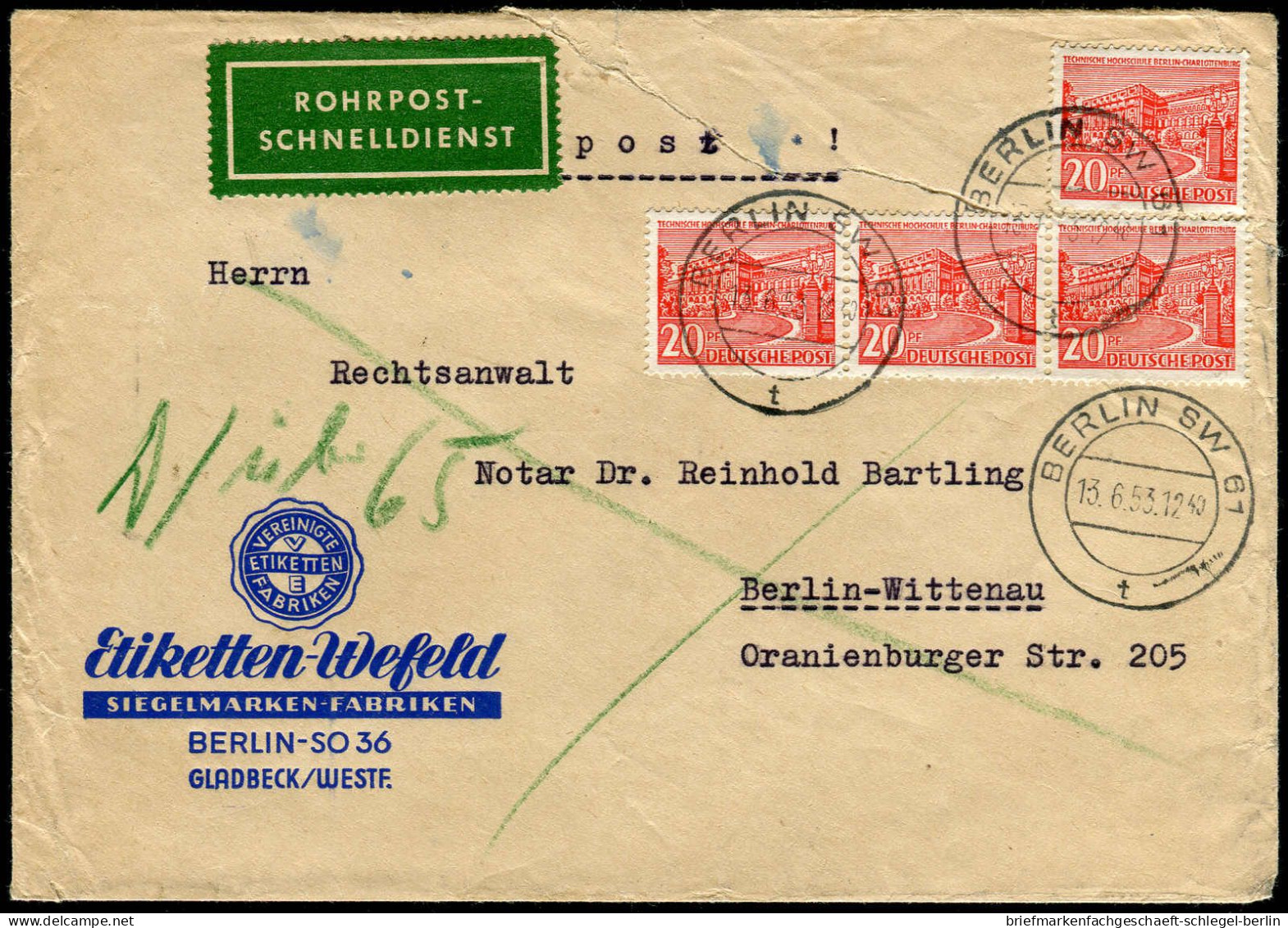 Berlin, 1953, 49(4), Brief - Otros & Sin Clasificación