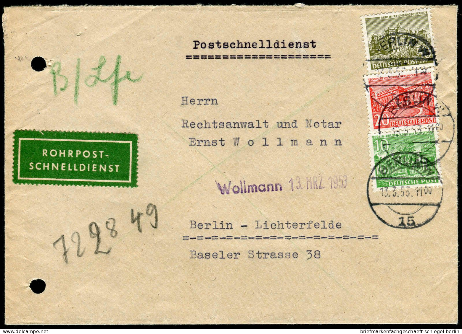 Berlin, 1953, 47, 49, 53, Brief - Other & Unclassified