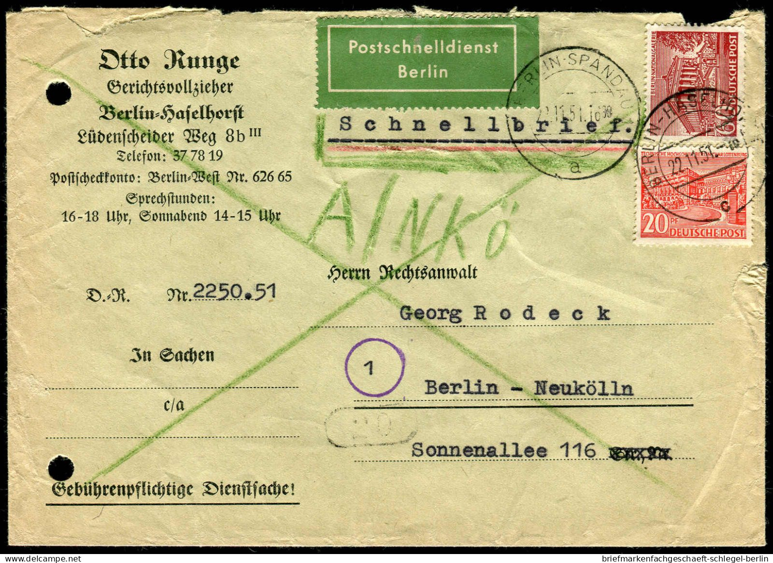 Berlin, 1951, 49, 54, Brief - Altri & Non Classificati