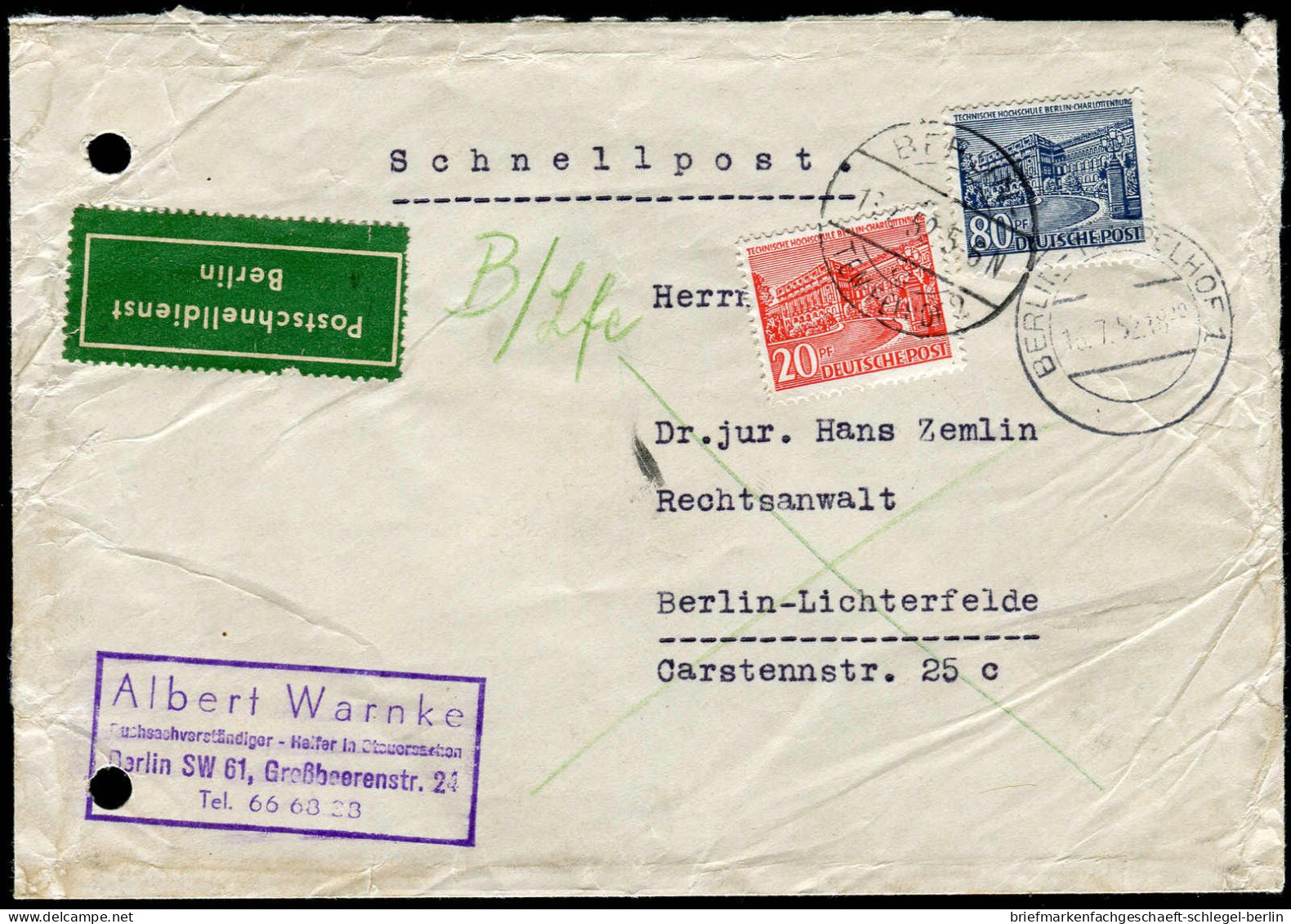 Berlin, 1952, 49, 55, Brief - Andere & Zonder Classificatie