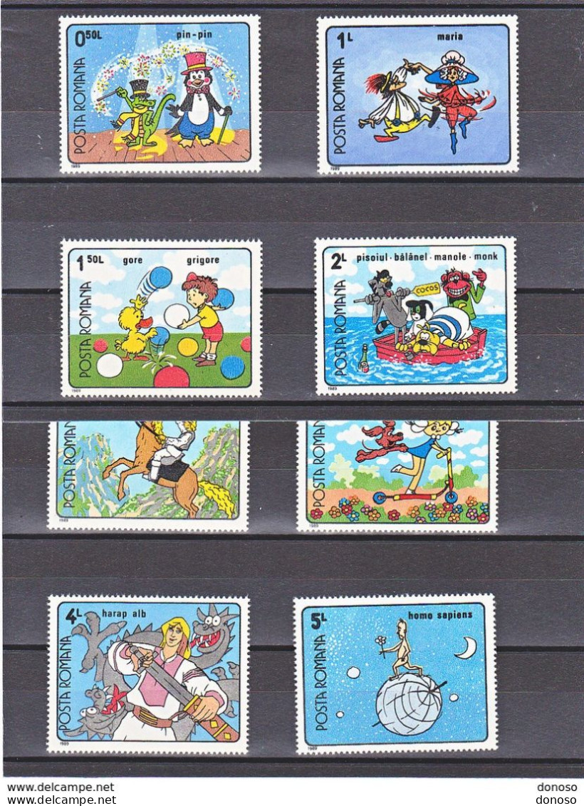 ROUMANIE 1989 DESSINS ANIMES Yvert 3852-3859, Michel 4559-4566 NEUF** MNH Cote 9 Euros - Unused Stamps