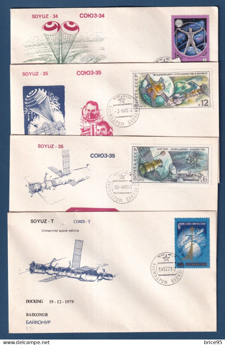 Russie - CCCP - FDC - Premier Jour - Soyouz 1 Et 34 Et 35 - Fusée - Espace - 1979 - Covers & Documents